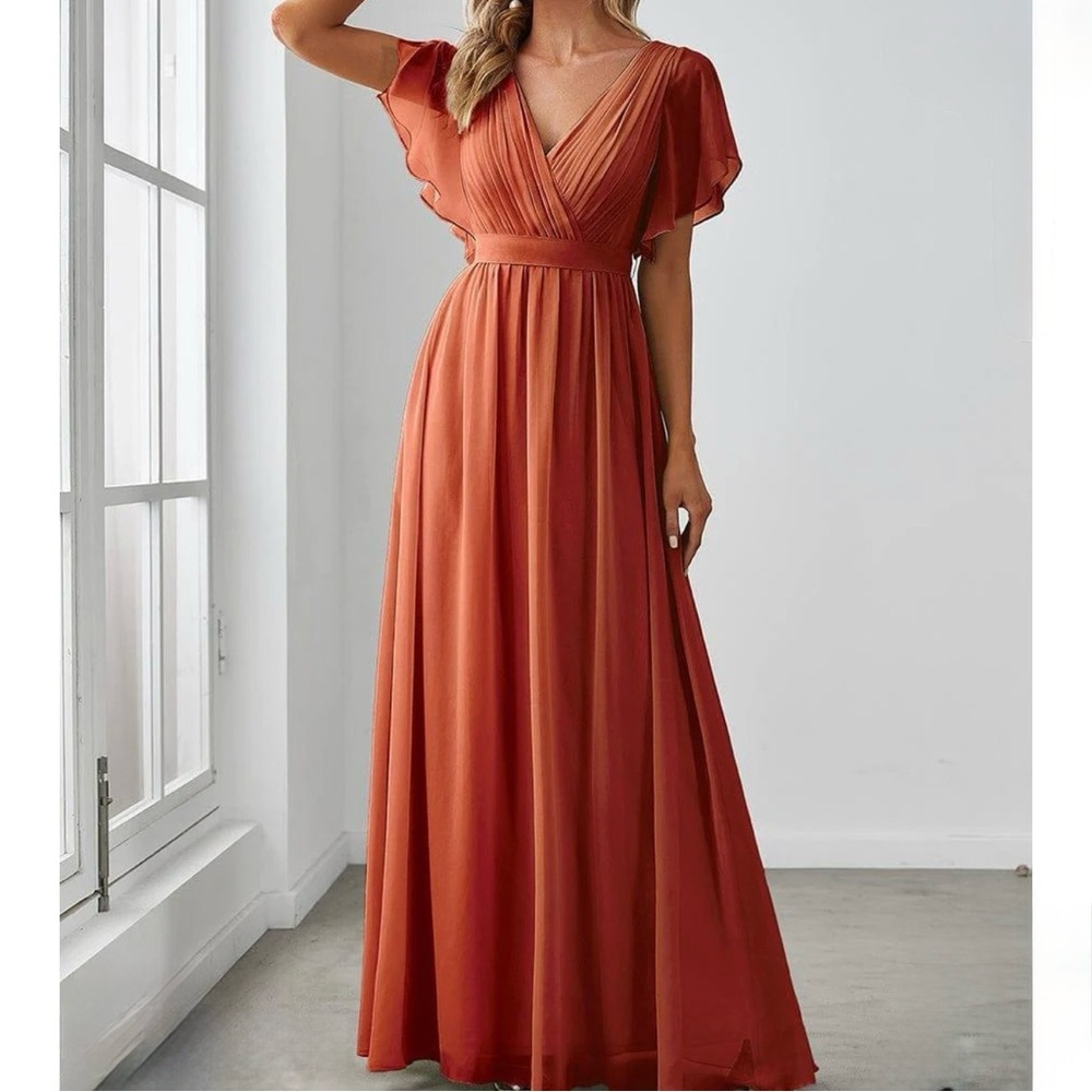 EVER PRETTY ever LEORA A-Line Pleated Tie-Waist Evening Dress Size 14 NWT - Picture 2 of 14